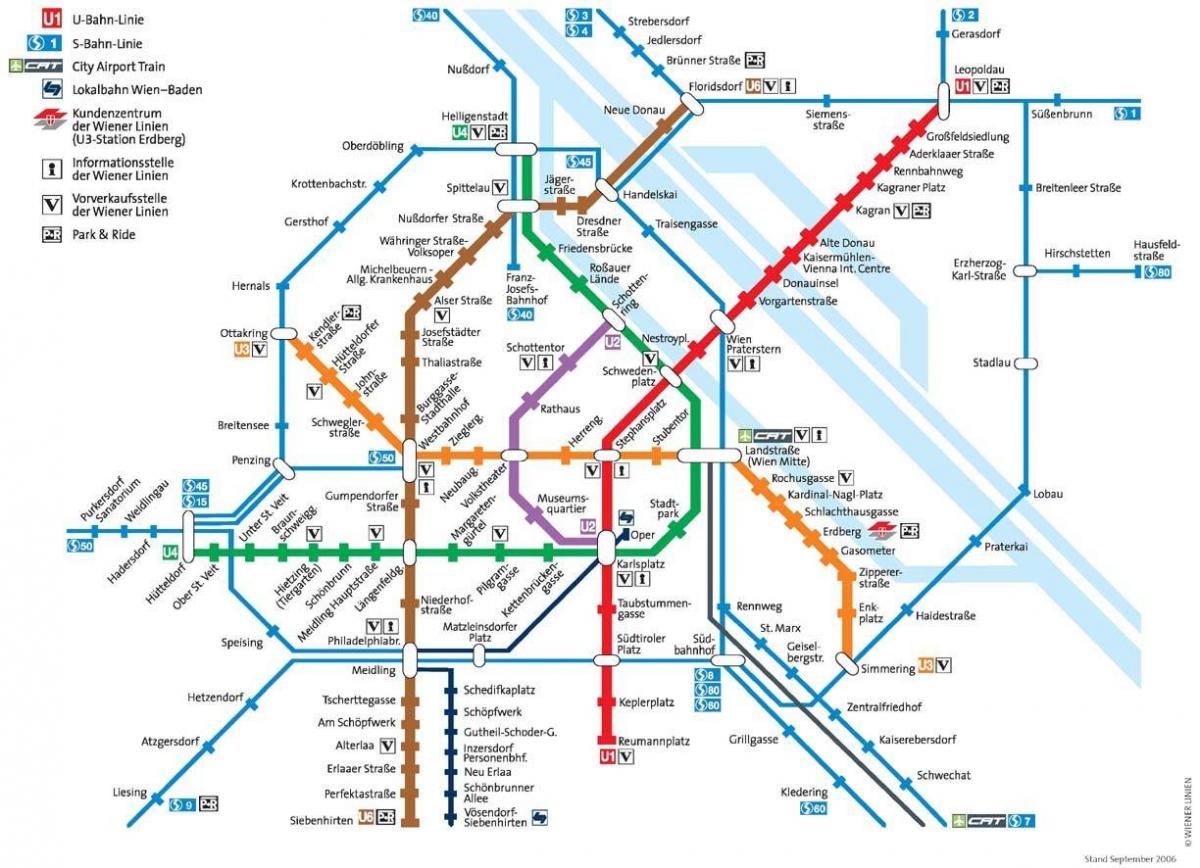 वियना मेट्रो मानचित्र के लिए पूर्ण आकार