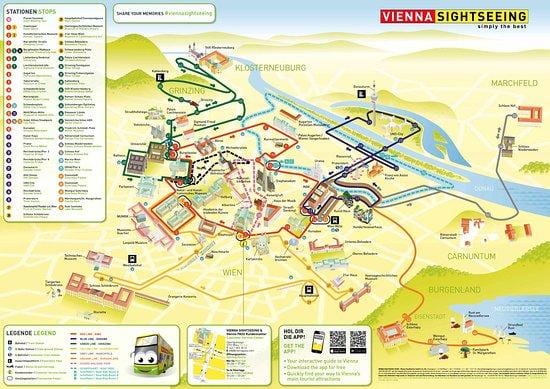 नक्शे के वियना पर्यटन स्थलों का भ्रमण बस