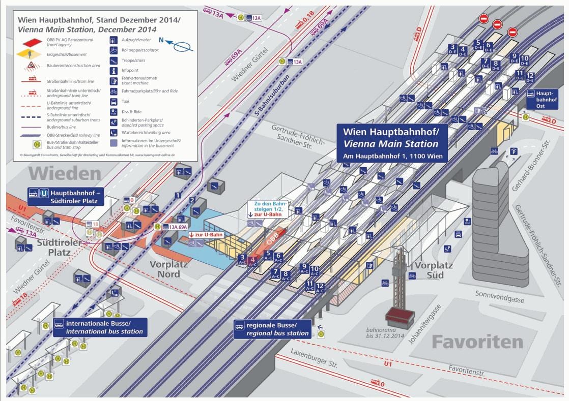 नक्शे के वियेना hbf मंच