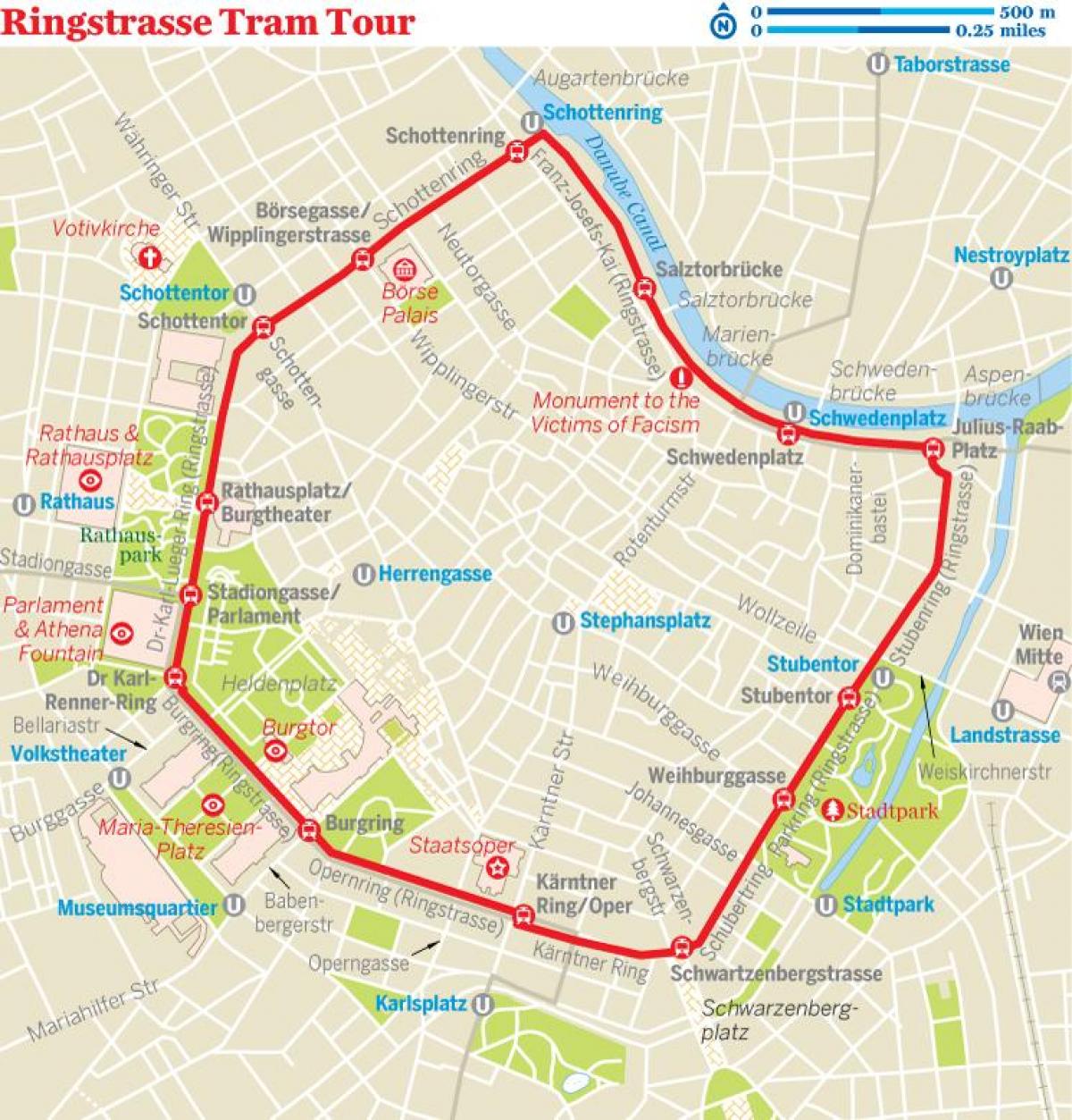 वियना की अंगूठी ट्राम मार्ग नक्शे