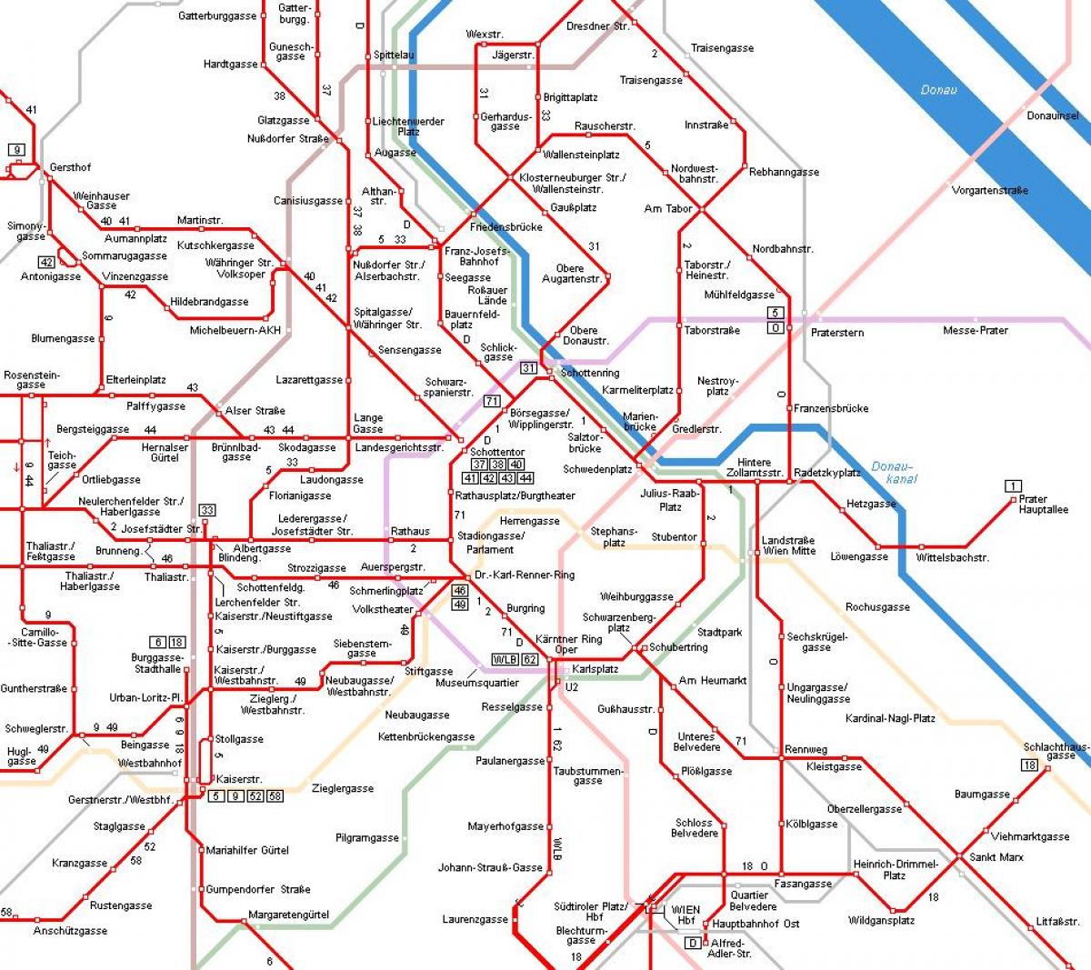 वियना ऑस्ट्रिया ट्राम नक्शा