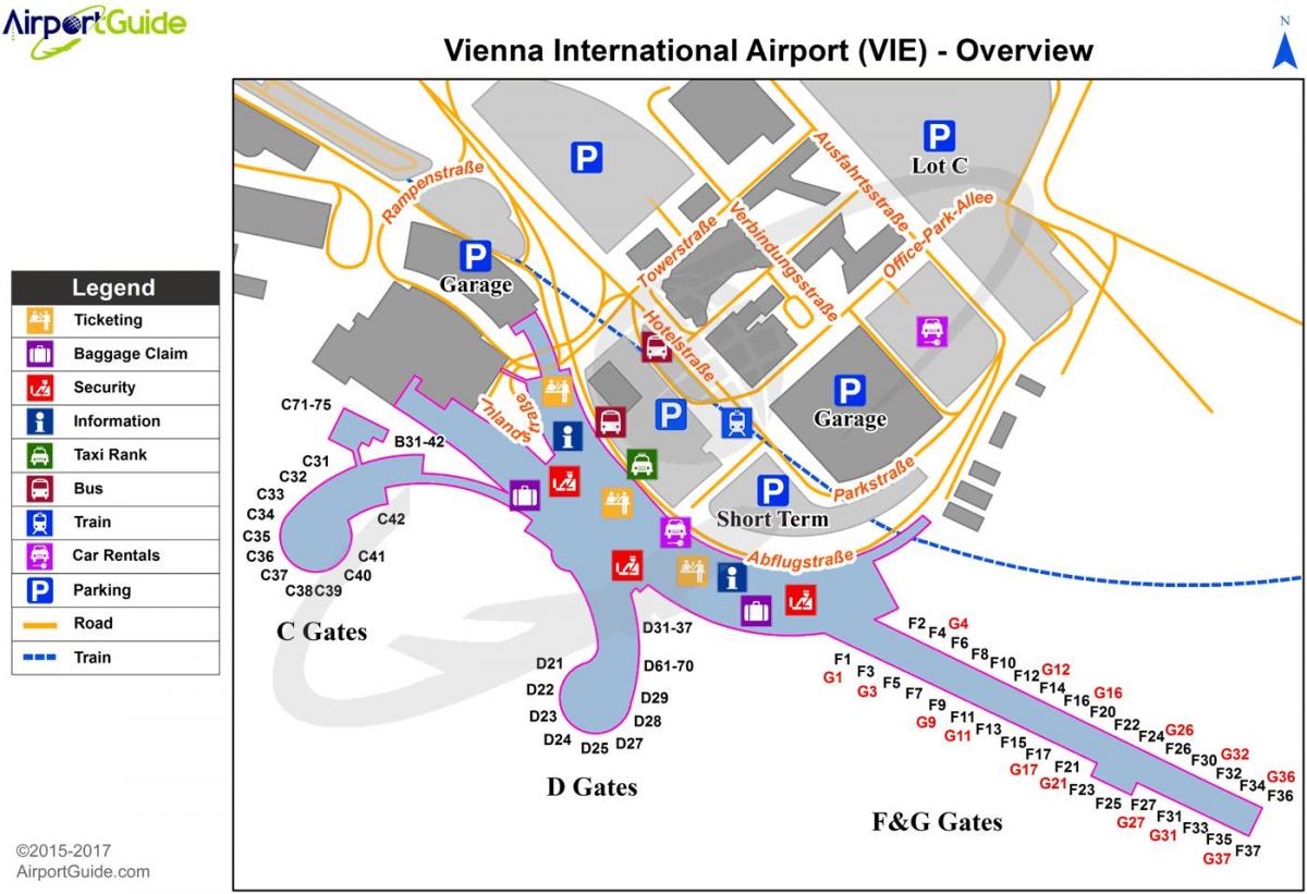 वियेना हवाई अड्डे का नक्शा