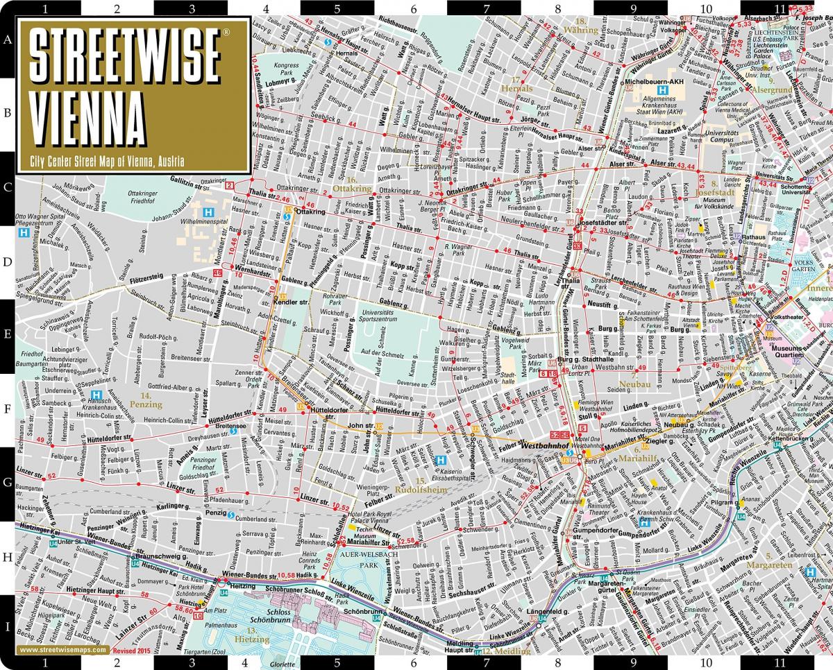 शहर की सड़क के नक्शे के वियना ऑस्ट्रिया