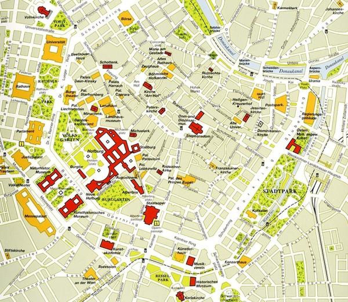 वियना के ऐतिहासिक केन्द्र के नक्शे
