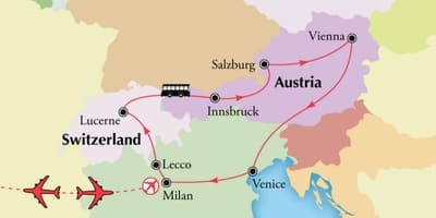 नक्शा वियना के switzerlan