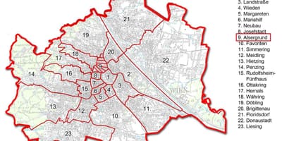 वियेना bezirk नक्शा
